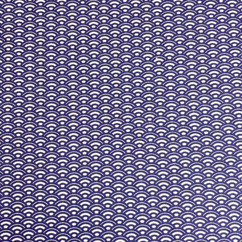 Algodón estampado SAIJO Blanco / Azul marino